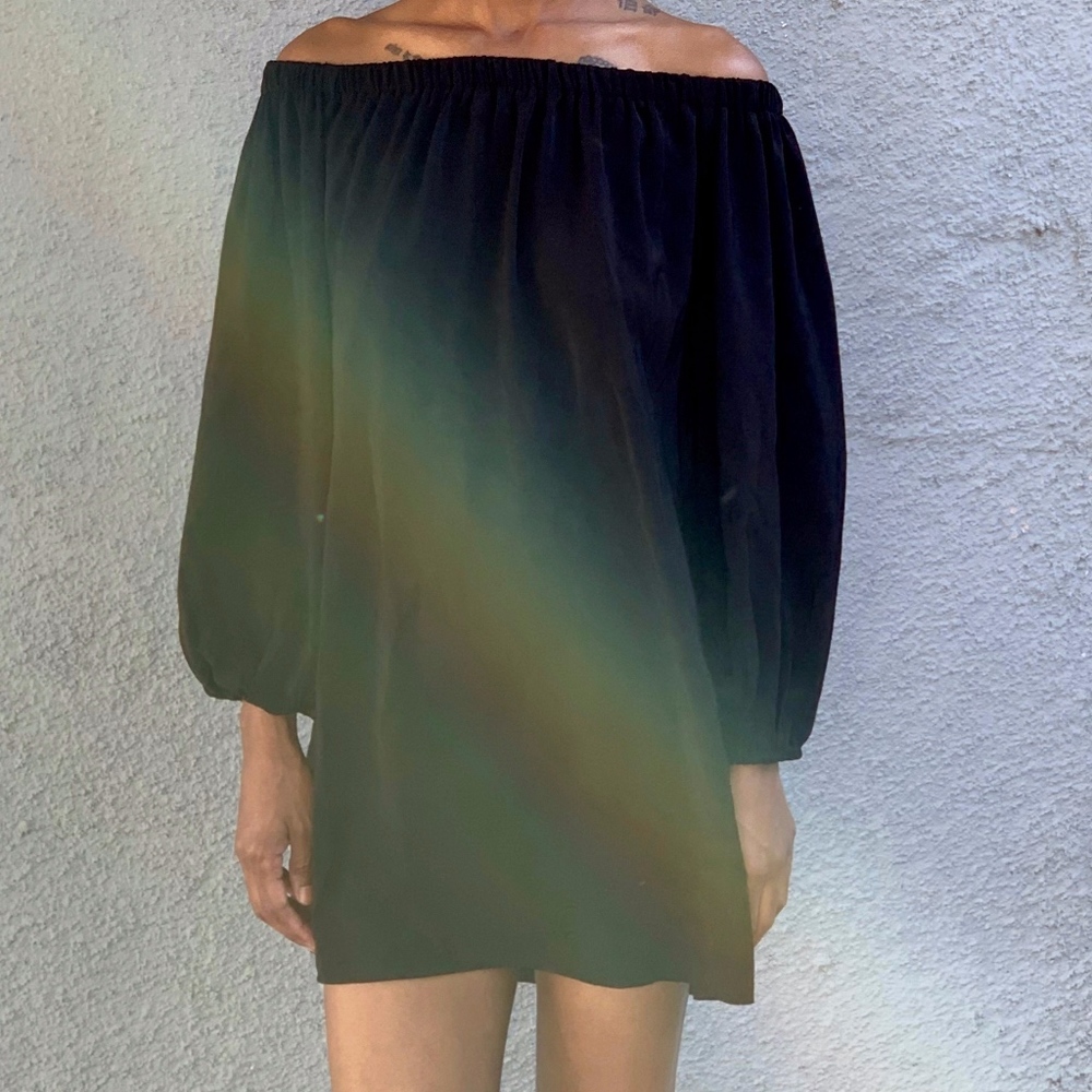 Missguided Black Off Shoulder Long Sleeve Dress